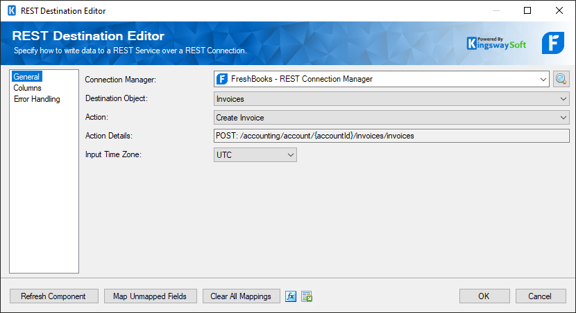 SSIS REST FreshBooks Destination